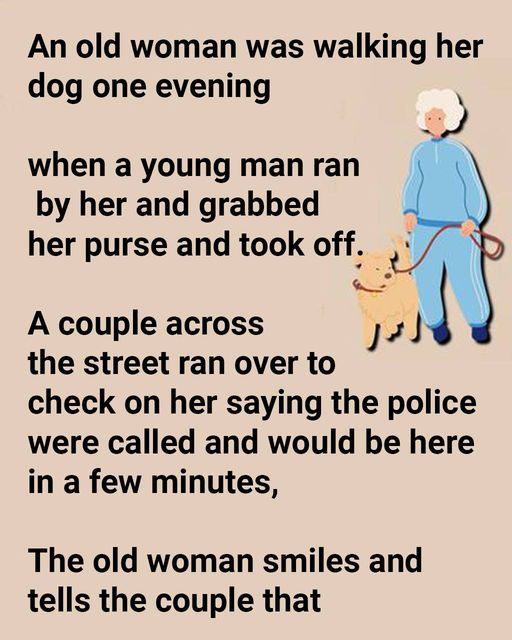 A Senior Citizen Was Out On A Dog Walk.