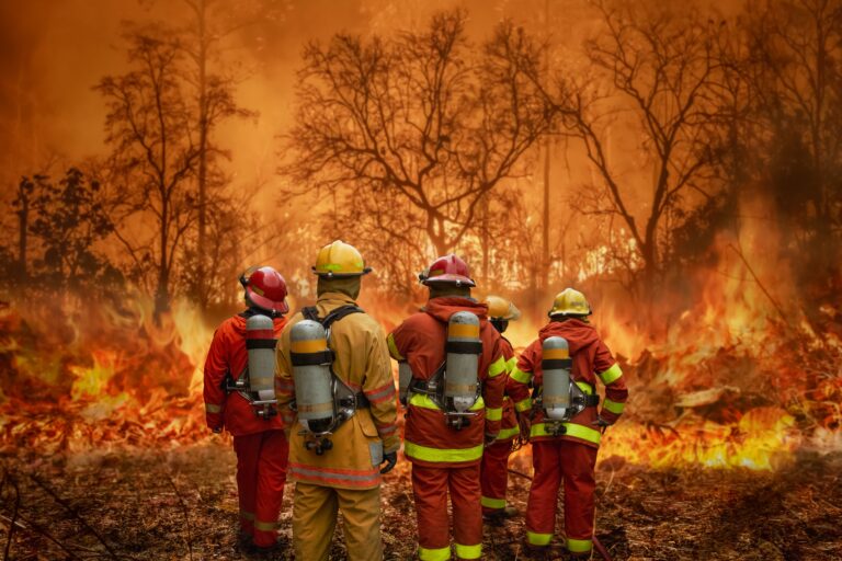 Man snaps heartbreaking photo of firefighters taking a rest after 24 hours of working nonstop