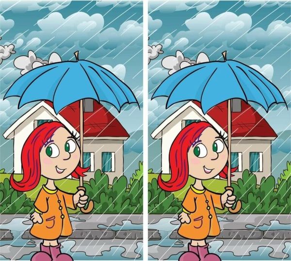 Search for the hidden variation in the painting titled “Girl in the Rain.”