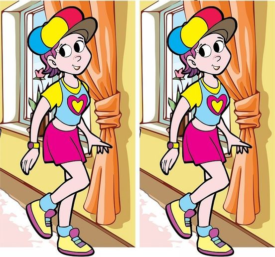 The girl with the hat: see if you can spot the differences in the picture.