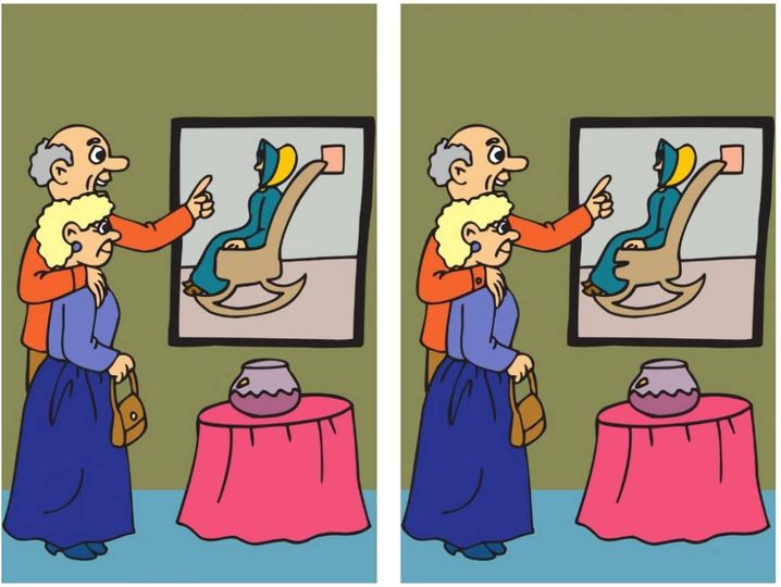 Try to find the hidden 4 differences in the picture “Elderly people” in 14 seconds