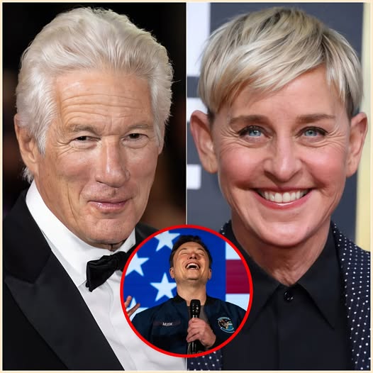 HOLLYWOOD BOMBSHELL: Richard Gere and Ellen Degeneres flee in panic to Italy after Elon Musk utters 8 shocking words that have shaken the elite.